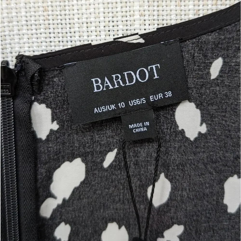 NWT Bardot Millie Black Abstract Spot Short Sleeve Midi Maxi Dress, size 6/S - Picture 4 of 10